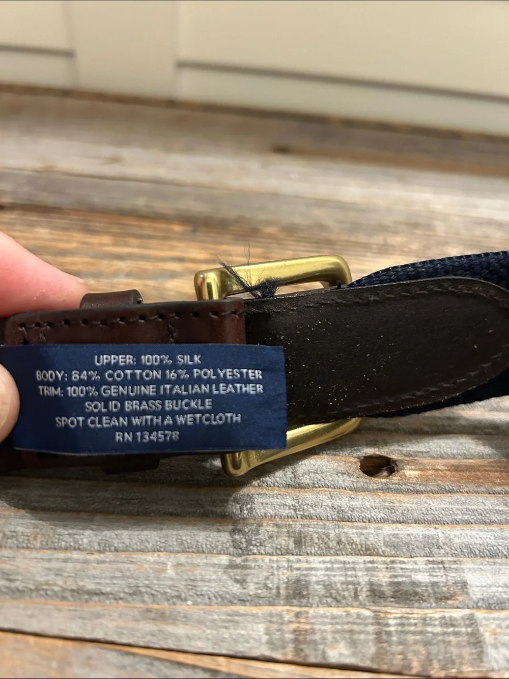 Vineyard Vines Navy & Brown Patterned Whale Belt